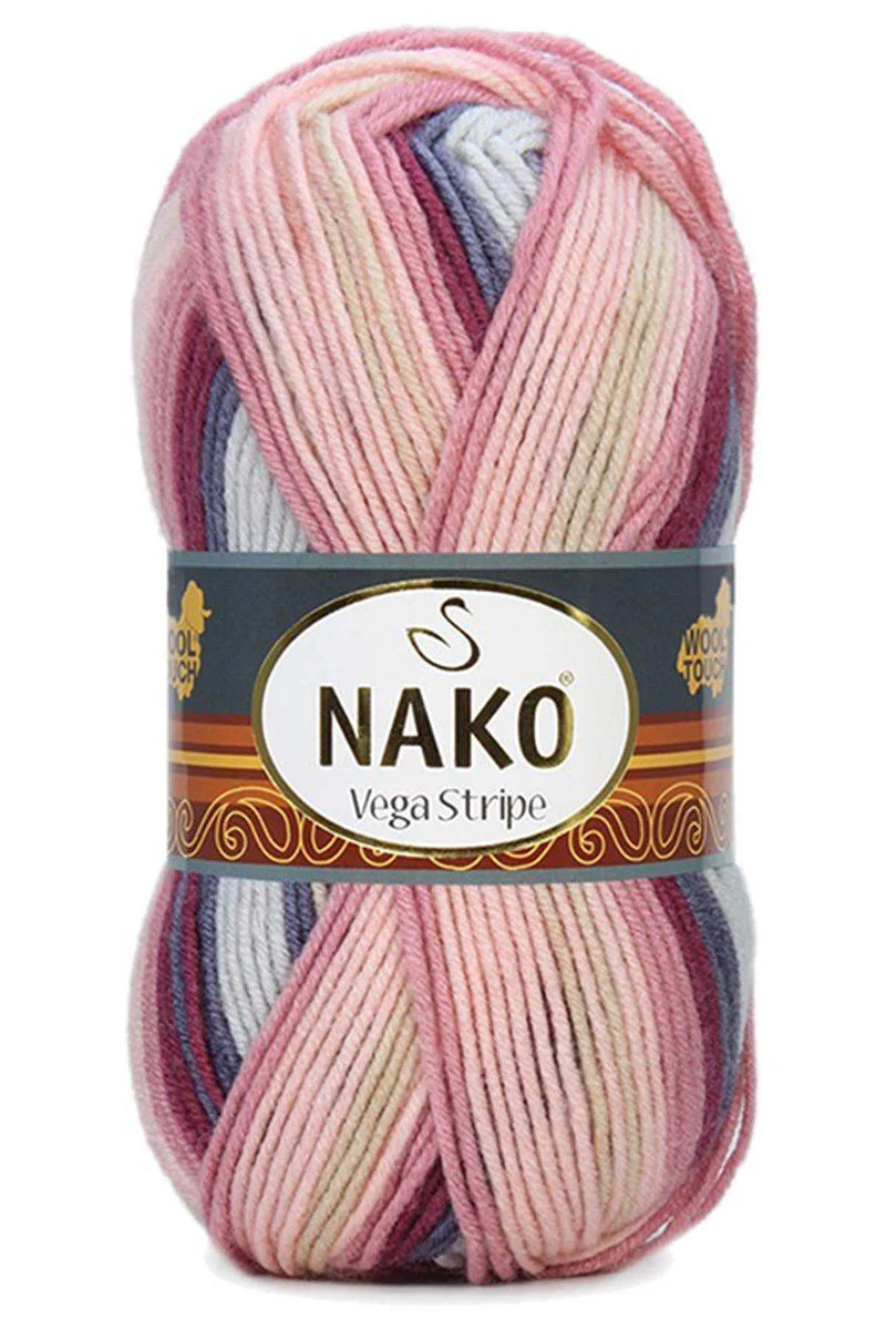 Vega Stripe Premium Akrilik El Örgü İpi No: 82415 - 5'li Paket, 100g Yumak, 195m Fiyatı, Yorumları ve Özellikleri