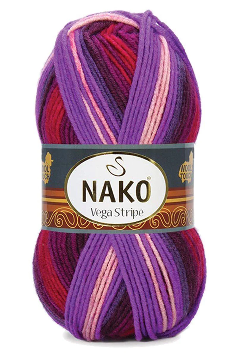 Vega Stripe Premium El Örgü İpi Yünü - 5'li Paket, %100 Akrilik, 195m Metraj, Şiş/Tığ Örgüsü İçin Ideal Vega Stripe Premium El Örgü İpi Yünü - 5'li Paket, %100 Akrilik, 195m Metraj, Şiş/Tığ Örgüsü İçin Ideal