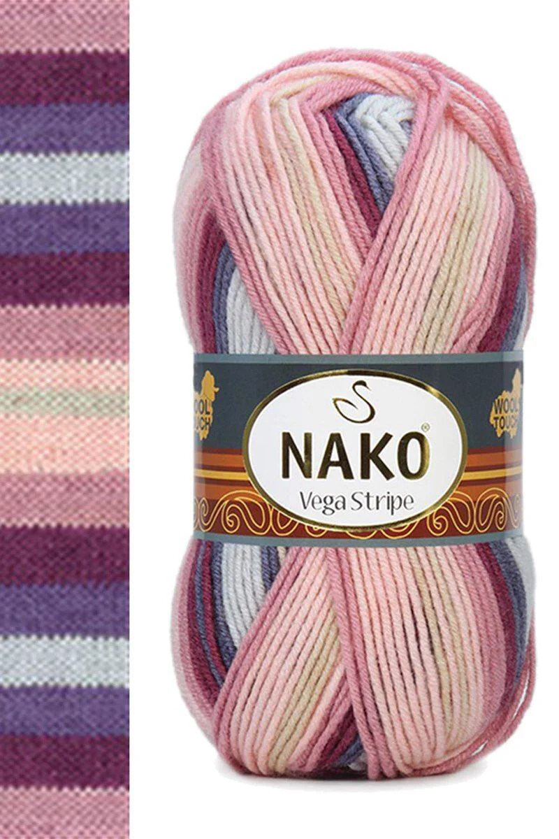 Vega Stripe Premium Akrilik El Örgü İpi No: 82415 - 5'li Paket, 100g Yumak, 195m Fiyatı, Yorumları ve Özellikleri