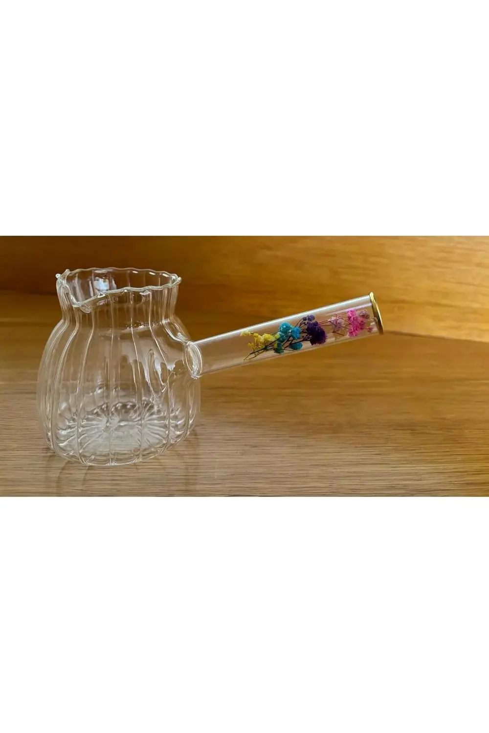 vegaShop Cam Cezve, Isıya Dayanıklı, Dekoratif Çiçek Saplı, Şeffa