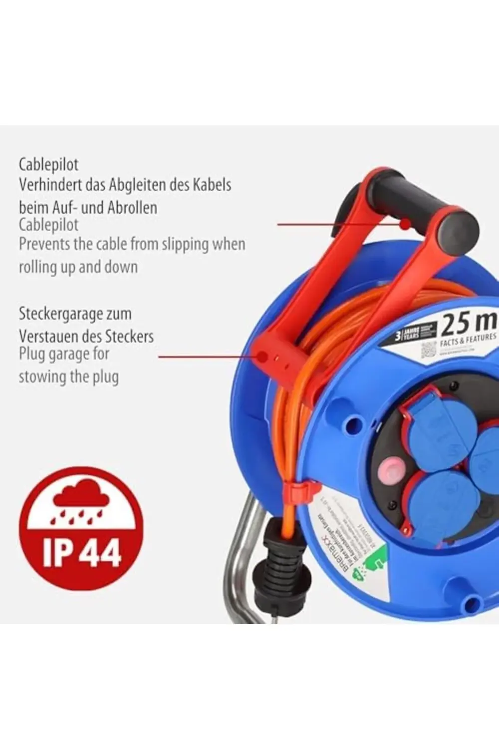 VegaShop Garant Serisis IP44 Lisanslı 25 Metre Makaralı Uzatma Ka