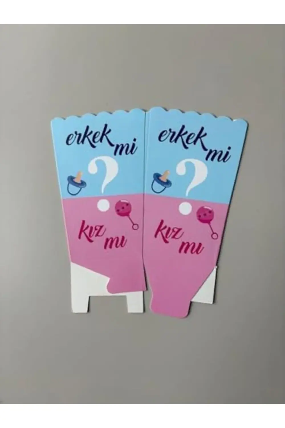 vegaShop Kız mı Erkek mi Popcorn Kutusu, 8'li Set, Baby Shower ve