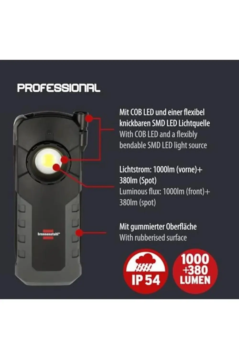 vegaShop Profesyonel Serisi 1000+380 Lümen Mıknatıslı 12 Saat Kul