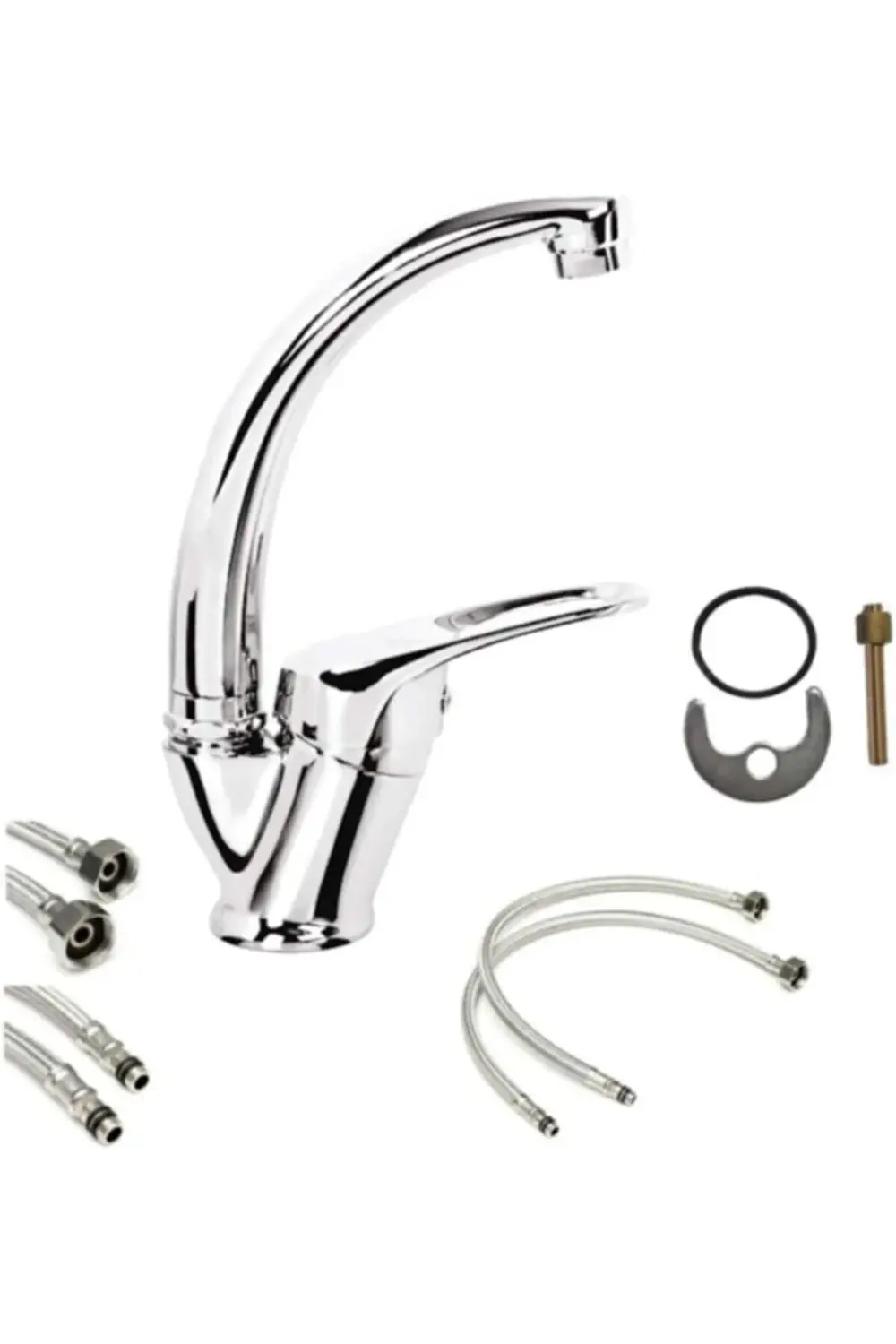 vegaShop Soğuk Çift Su Girişli Mix Kuğu Banyo Lavabo Musluğu Çeşm