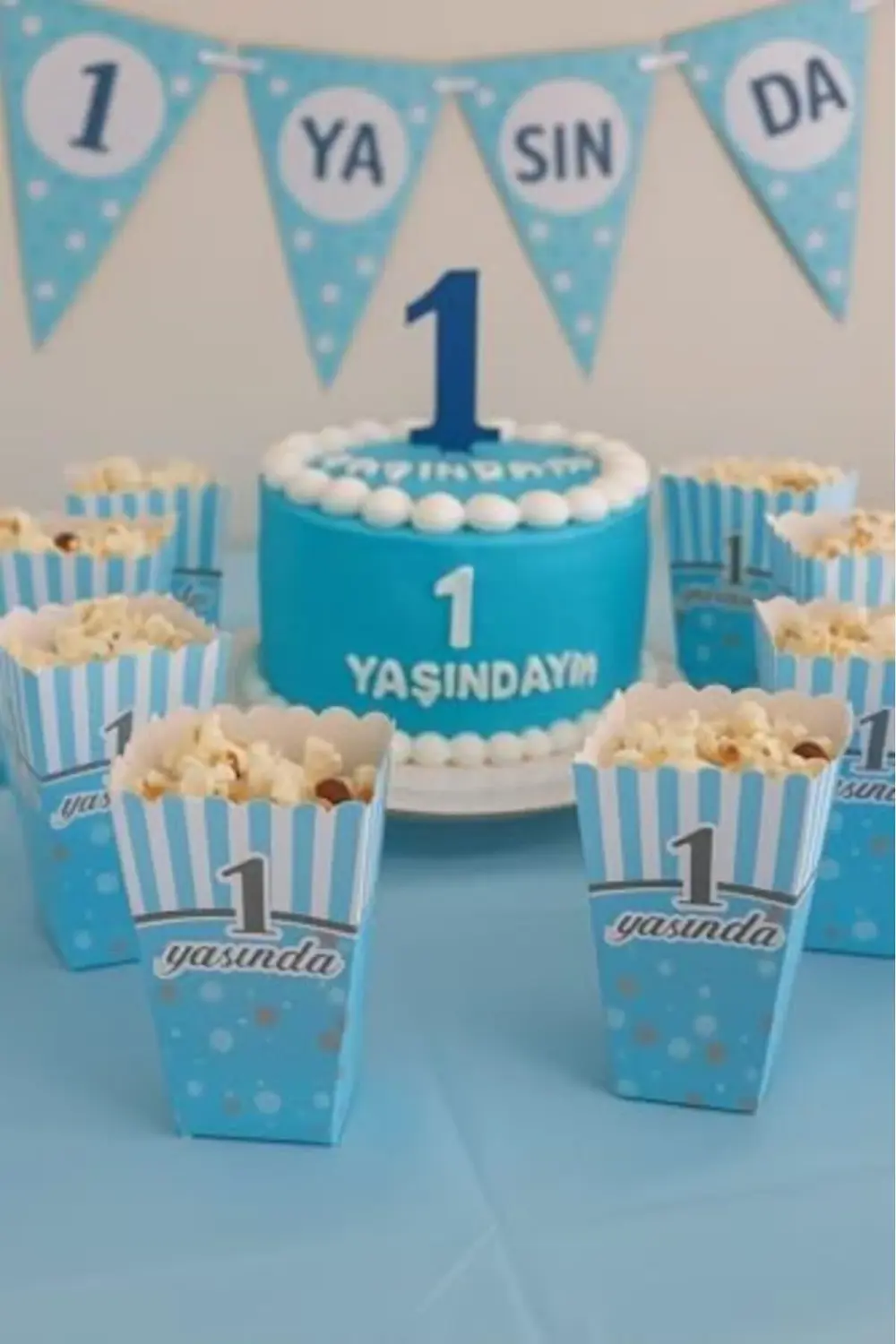 vegaShop Yaş Erkek Doğum Günü Mavi Popcorn Mısır Kutusu – 8 Adet