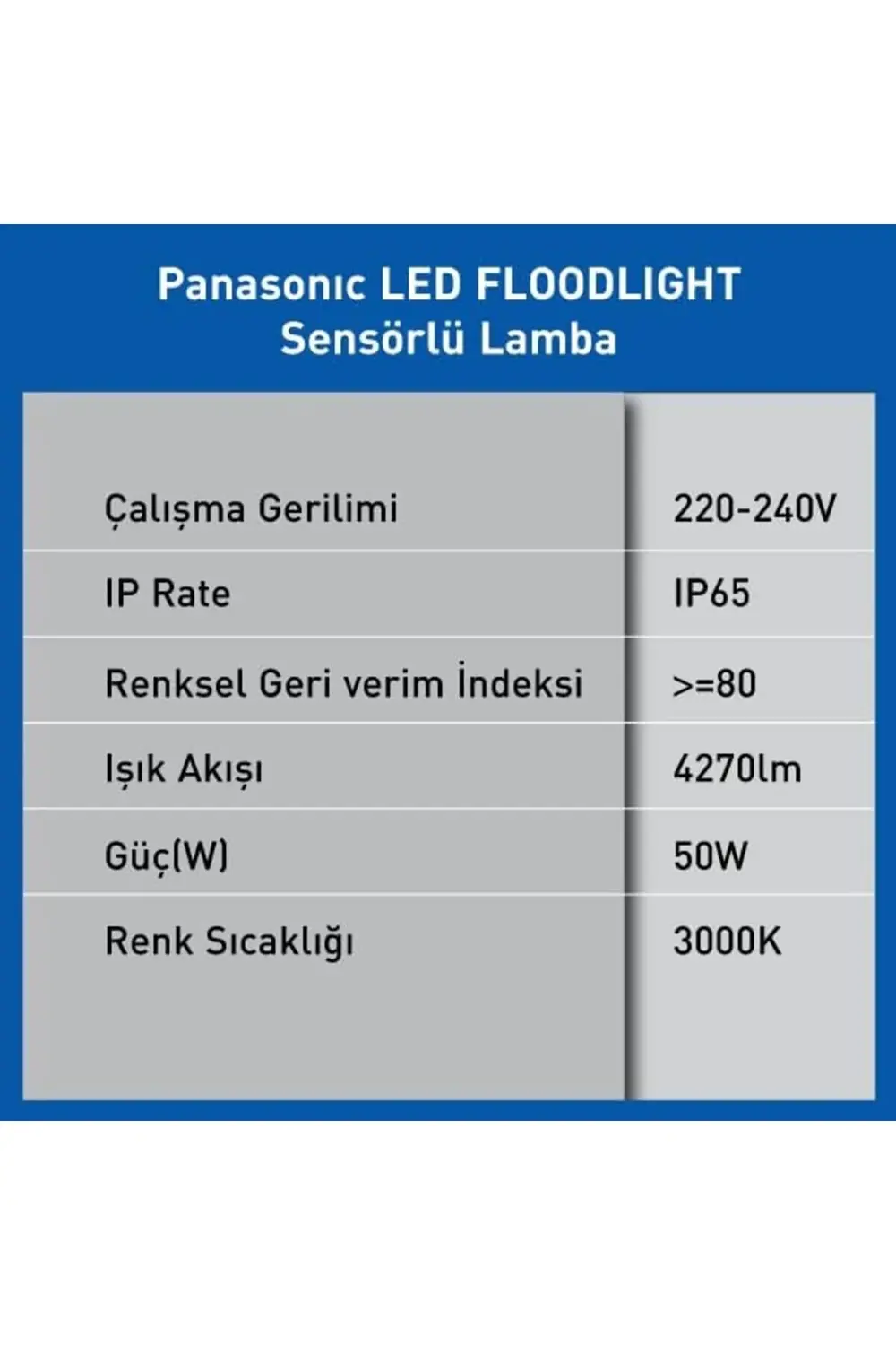 vegaShp LED PROJEKTÖR SENSORLÜ, SICAK BEYAZ IŞIK 50W 4270LM 3000K