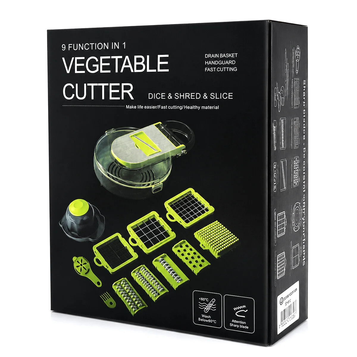 Vegetable Cutter Hazneli 9IN1 Çok Fonksiyonlu Sebze Dilimleyici - Kesici - Doğrayıcı Seti DP-901