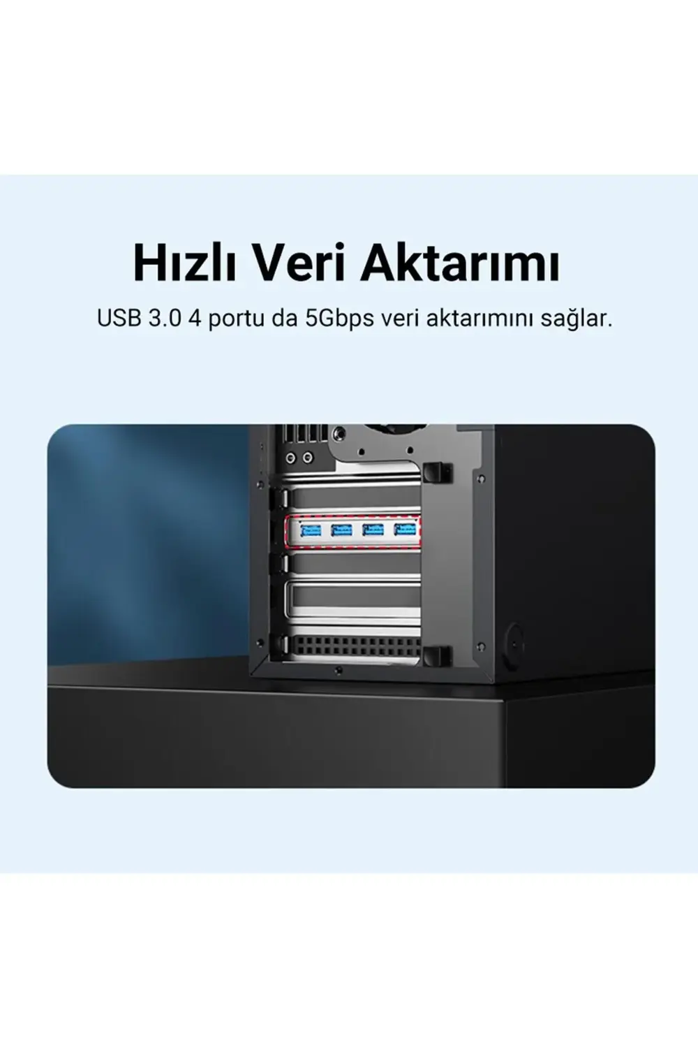 Veggieg Pcı-e Express 4 Portlu Usb 3.0 Hub Çoklayıcı Kart