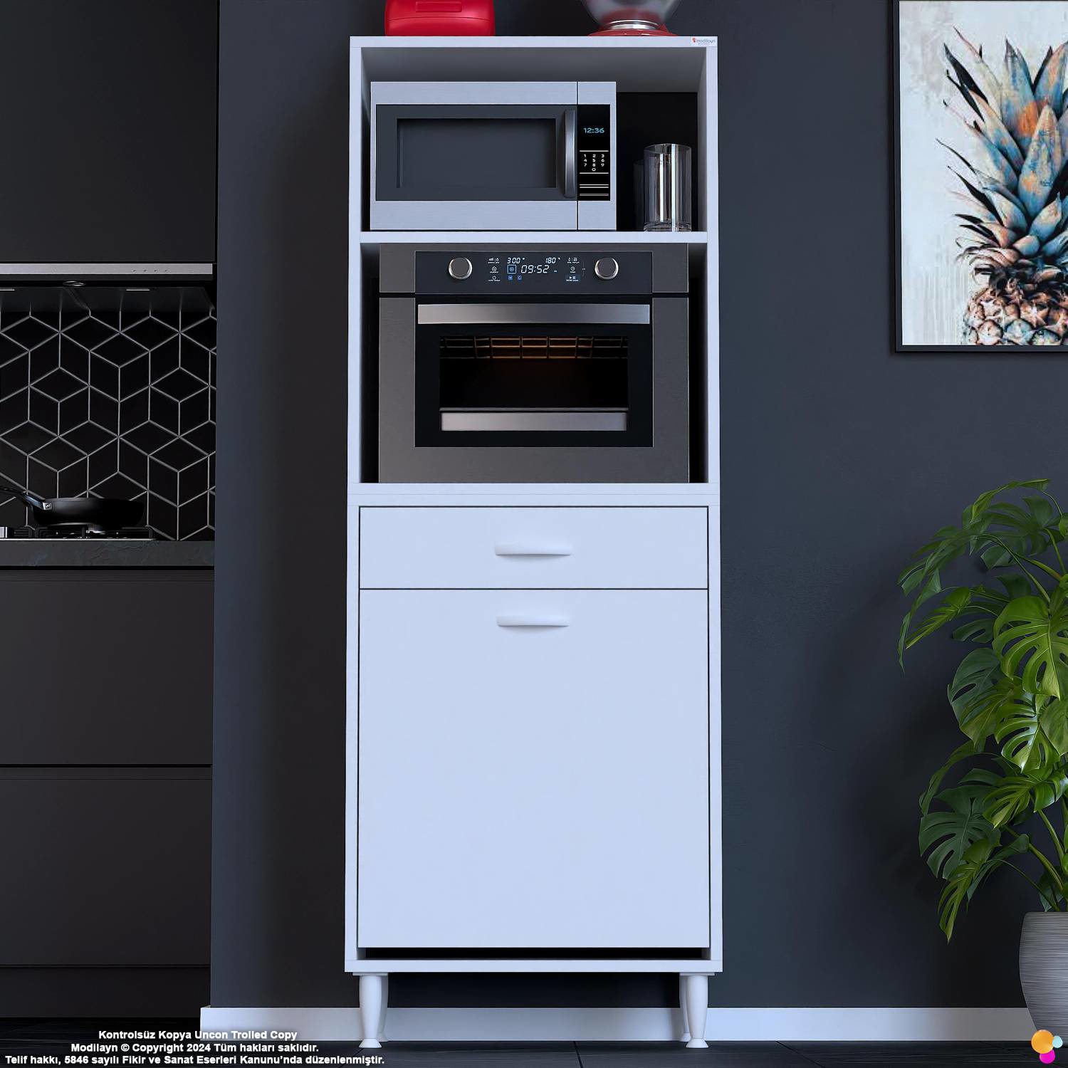 Vela 65 cm Fırın Dolabı Açık 2 Raflı Tek Çekmece Sepetli Çok Amaç Vela 65 cm Fırın Dolabı Açık 2 Raflı Tek Çekmece Sepetli Çok Amaç - Görsel 3