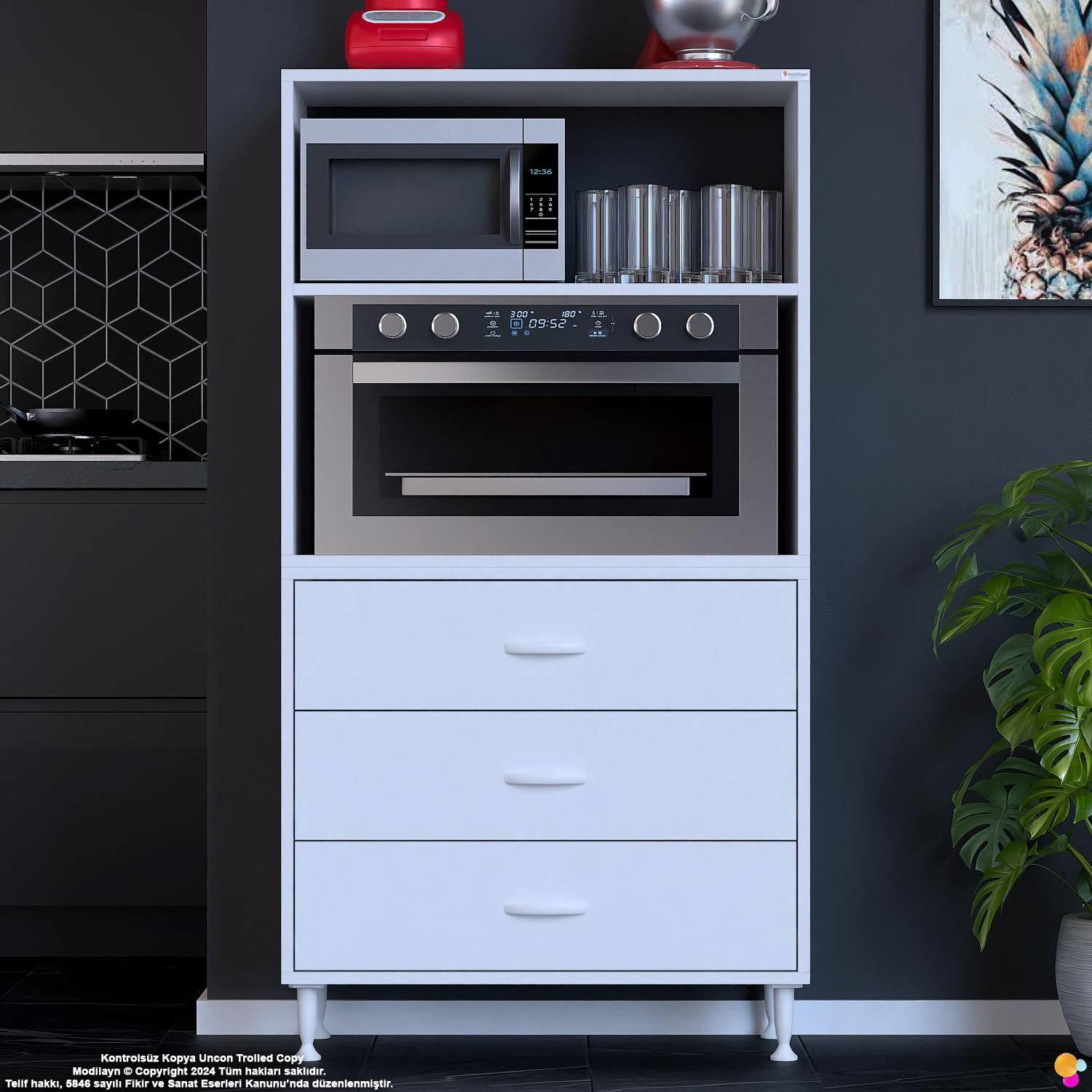 Velar 70 cm 3 Çekmeceli Mikrodalga Fırın Mutfak Erzak Dolabı Çok Velar 70 cm 3 Çekmeceli Mikrodalga Fırın Mutfak Erzak Dolabı Çok - Görsel 3