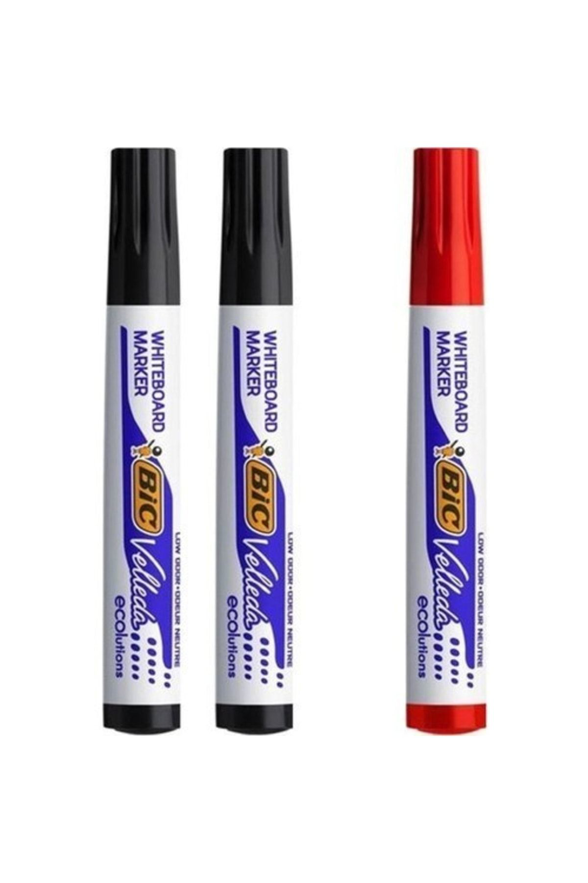 Bic Velleda Tahta Kalemi Seti - 2 Siyah + 1 Kırmızı