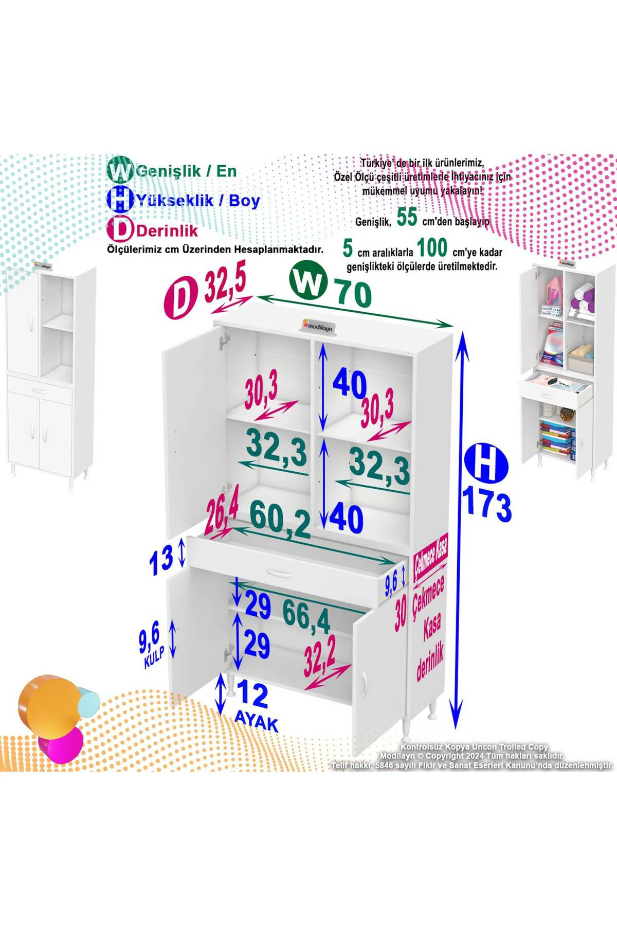 Vellum Beyaz Dolap 70x173x32,5 cm Ebatlarında Çok Fonksiyonlu 70 Vellum Beyaz Dolap 70x173x32,5 cm Ebatlarında Çok Fonksiyonlu 70