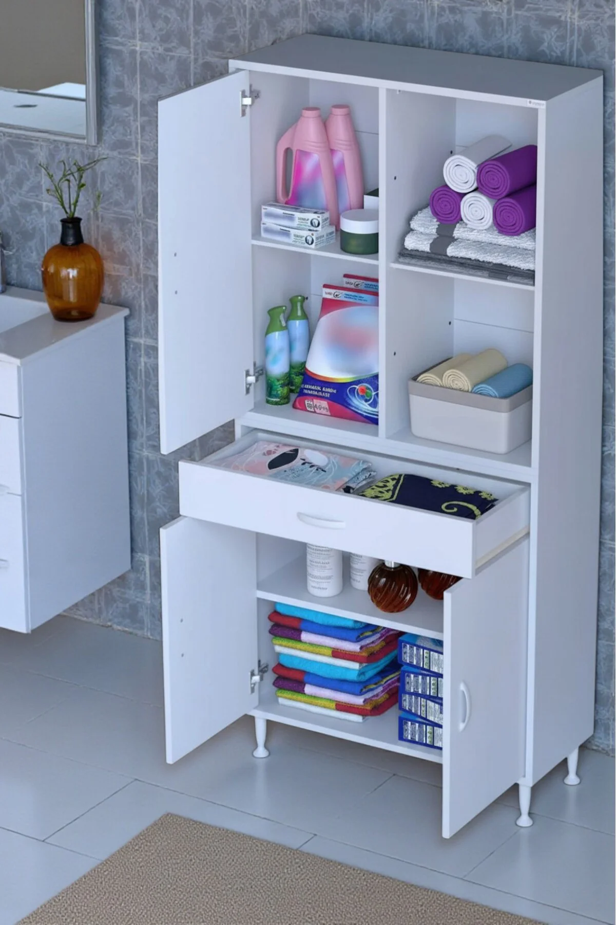 Vellum Beyaz Dolap 75x173x32,5 cm Ebatlarında Çok Fonksiyonlu 75 