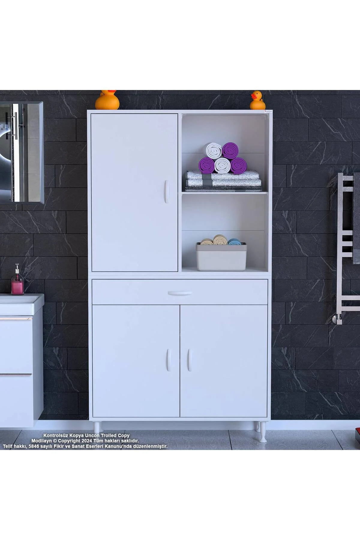 Vellum Beyaz Dolap 90x173x32,5 cm Ebatlarında Çok Fonksiyonlu 90 