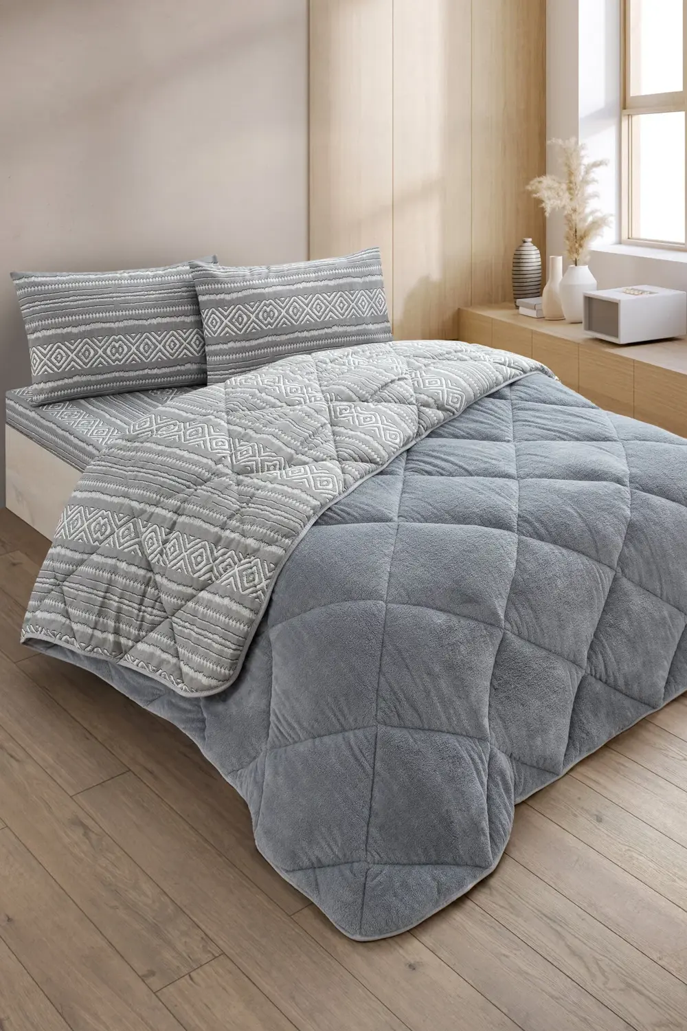 Veluna Battal Boy Lüx Wellsoft Yorgan Çift Taraflı - 2 Adet Yastı