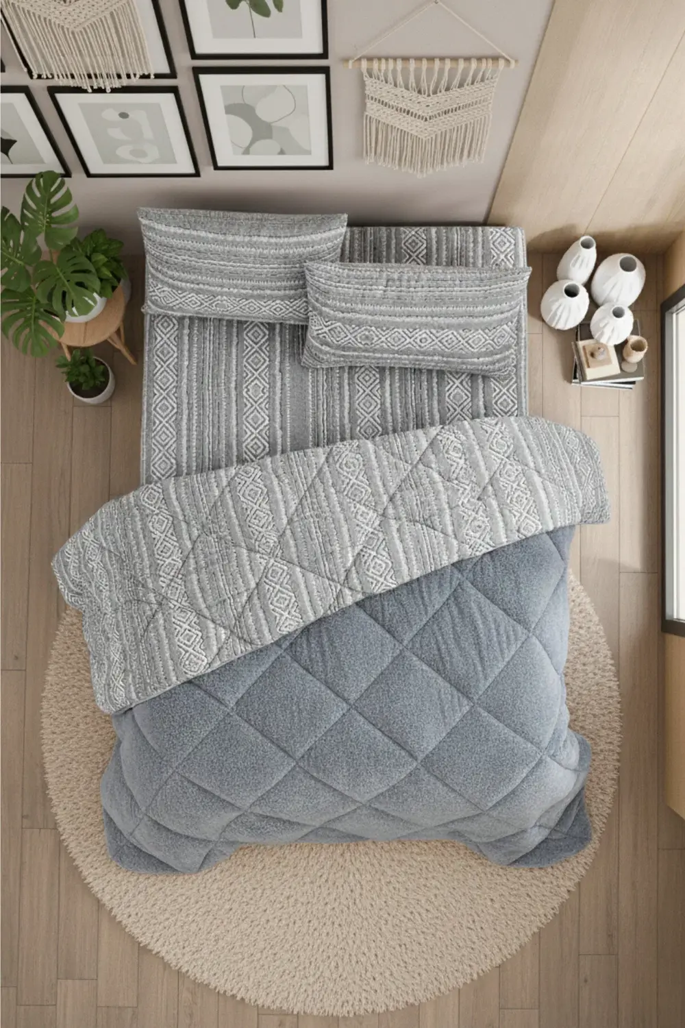 Veluna Battal Boy Lüx Wellsoft Yorgan Çift Taraflı - 2 Adet Yastı