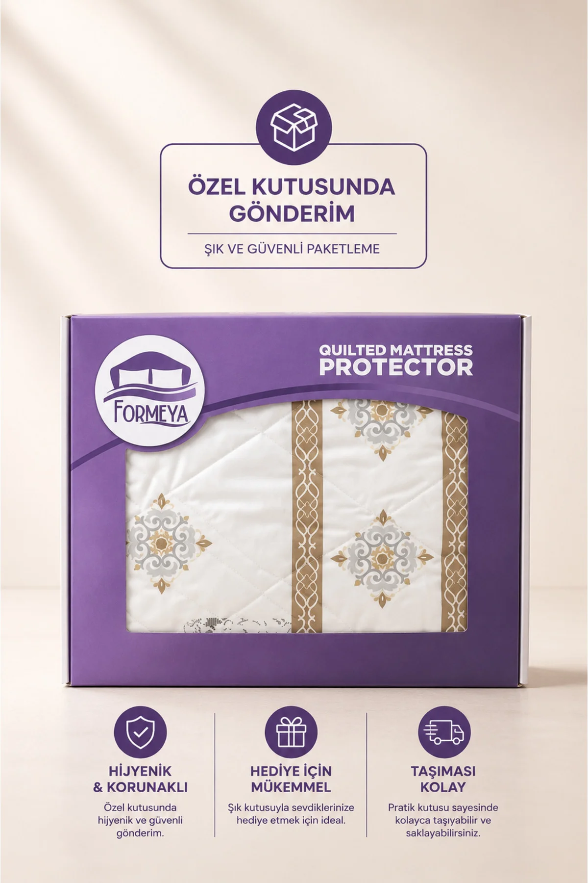 Veluna Desenli Sıvı Geçirmez Kapitone Fitted Alez ve Yastık Kılıf