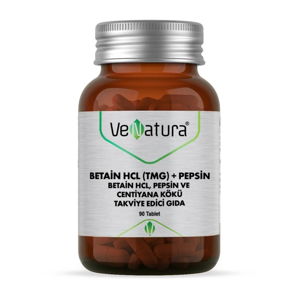 Venatura Betain HCL (TMG) Pepsin Centiyana Kökü 90 Tablet Venatura Betain HCL (TMG) Pepsin Centiyana Kökü 90 Tablet