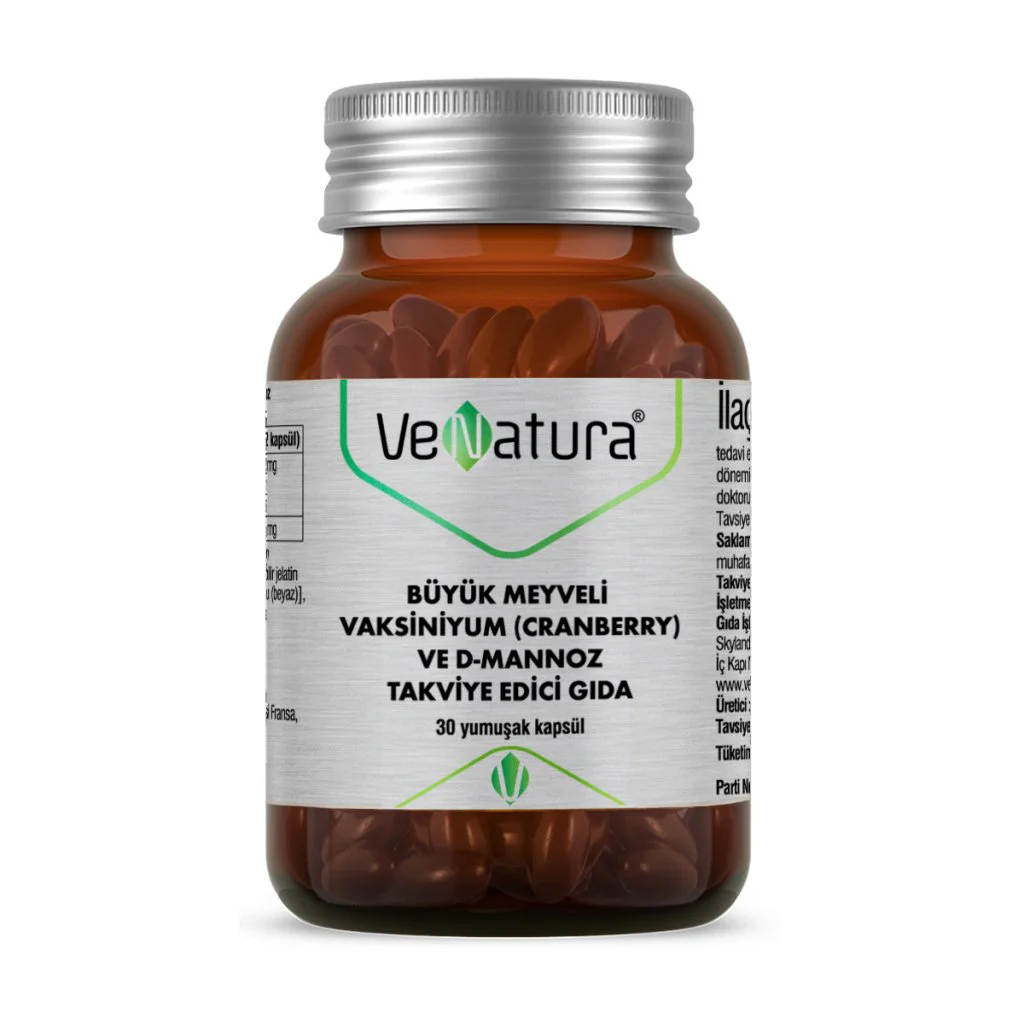 Venatura Büyük Meyveli Vaksiniyum (Cranberry ve D-Mannoz) 30 Kapsül Venatura Büyük Meyveli Vaksiniyum (Cranberry ve D-Mannoz) 30 Kapsül