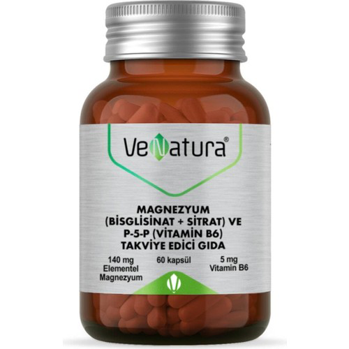 VeNatura Magnezyum (Bisglisinat+Sitrat) ve P5P (Vitamin B6) 60 Ka