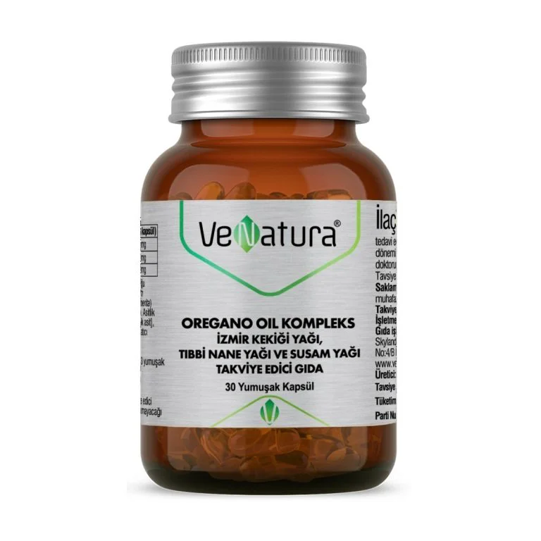 Venatura Oregano Oil Kompleks İzmir Kekik Yağı, Tıbbi Nane ve Susam Yağı 30 Kapsül