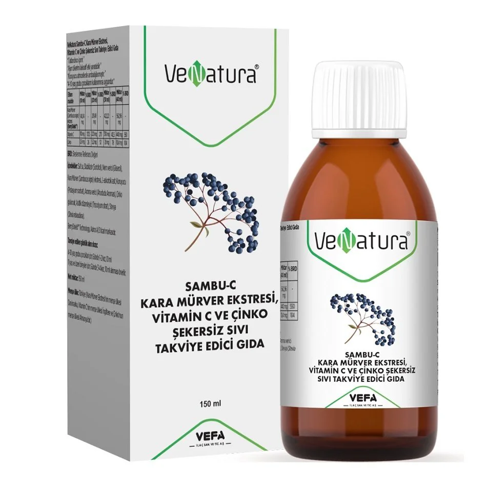 Venatura Sambu - C (Kara Mürver ve Vitamin C) Sıvı 150ml Venatura Sambu - C (Kara Mürver ve Vitamin C) Sıvı 150ml
