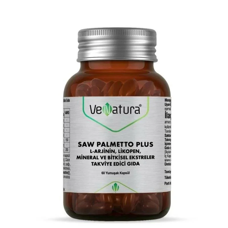 Venatura Saw Palmetto Plus L-Arjinin Likopen Mineral ve Bitki Ekstreleri 60 Kapsül Venatura Saw Palmetto Plus L-Arjinin Likopen Mineral ve Bitki Ekstreleri 60 Kapsül