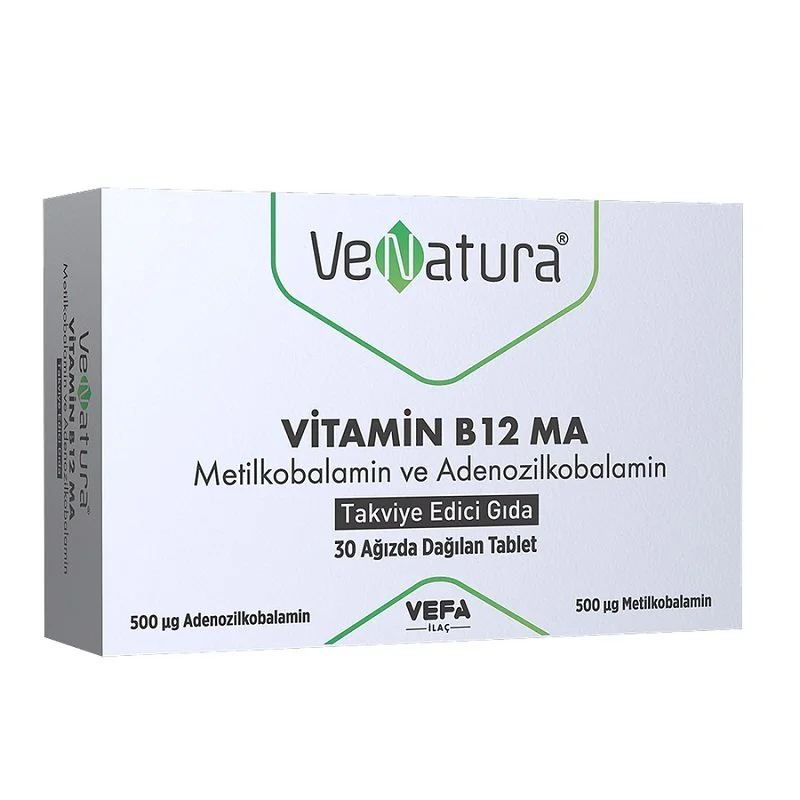 Venatura Vitamin B12 MA Metilkobalamin ve Adenozilkobalamin 30 Ağızda Dağılan Tablet Venatura Vitamin B12 MA Metilkobalamin ve Adenozilkobalamin 30 Ağızda Dağılan Tablet