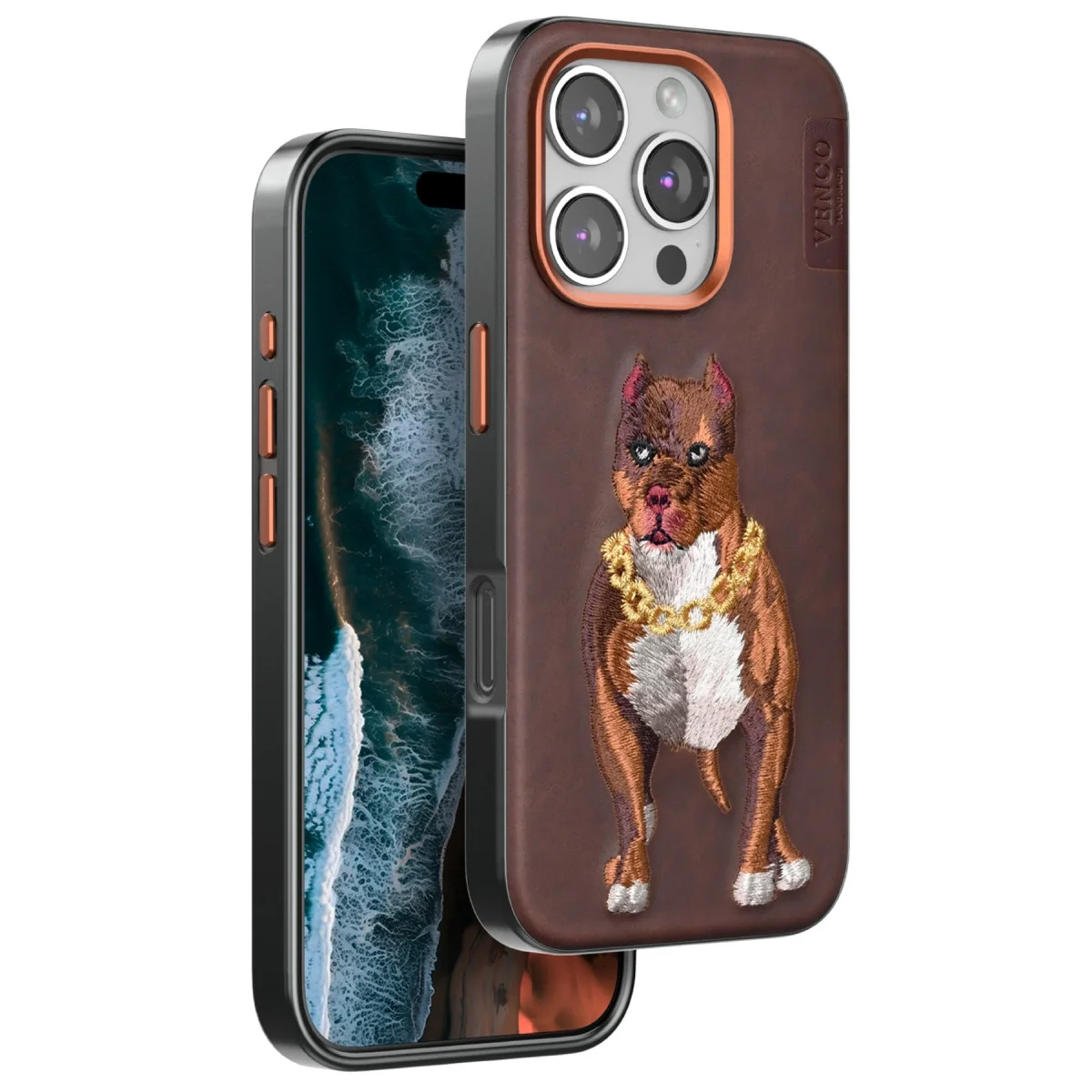Venco Apple İphone 16 Pro Perma Desenli Kapak - Kahverengi Venco Apple İphone 16 Pro Perma Desenli Kapak - Kahverengi