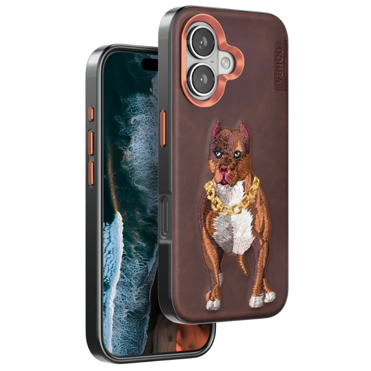 Venco Apple İphone 16 Perma Desenli Kapak - Kahverengi Venco Apple İphone 16 Perma Desenli Kapak - Kahverengi