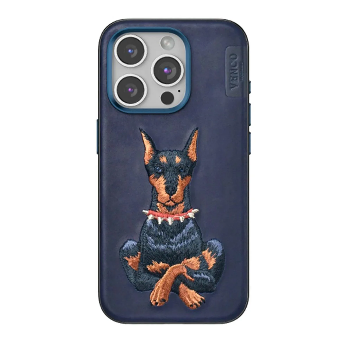Venco iPhone 15 Pro Max ile Uyumlu Perma Desenli Kapak - Lacivert Deri Görünümlü Köpek Figürlü Telefon Kılıfı Fiyatı, Yorumları ve Özellikleri