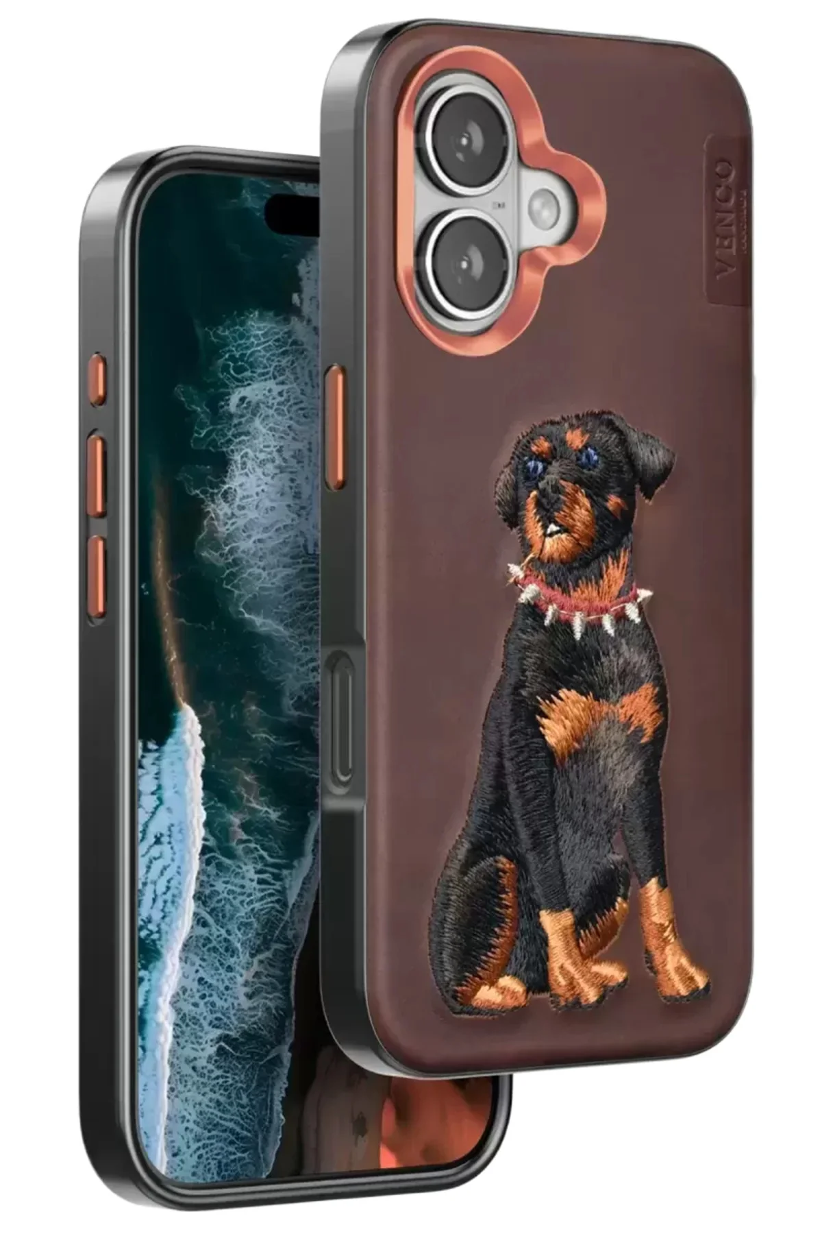 Venco İphone 16 Perma Desenli Kapak - Koyu Kahve