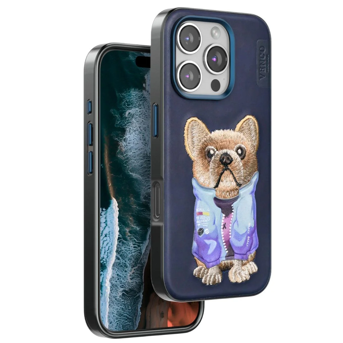 Venco iPhone 16 Pro ile Uyumlu Cute Desenli Kapak - Lacivert Deri Telefon Kılıfı Venco iPhone 16 Pro ile Uyumlu Cute Desenli Kapak - Lacivert Deri Telefon Kılıfı