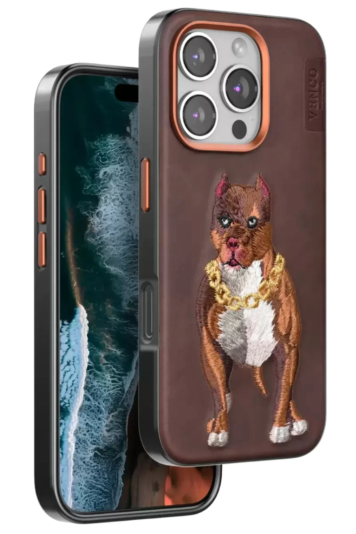 Venco İphone 16 Pro Perma Desenli Kapak - Kahverengi
