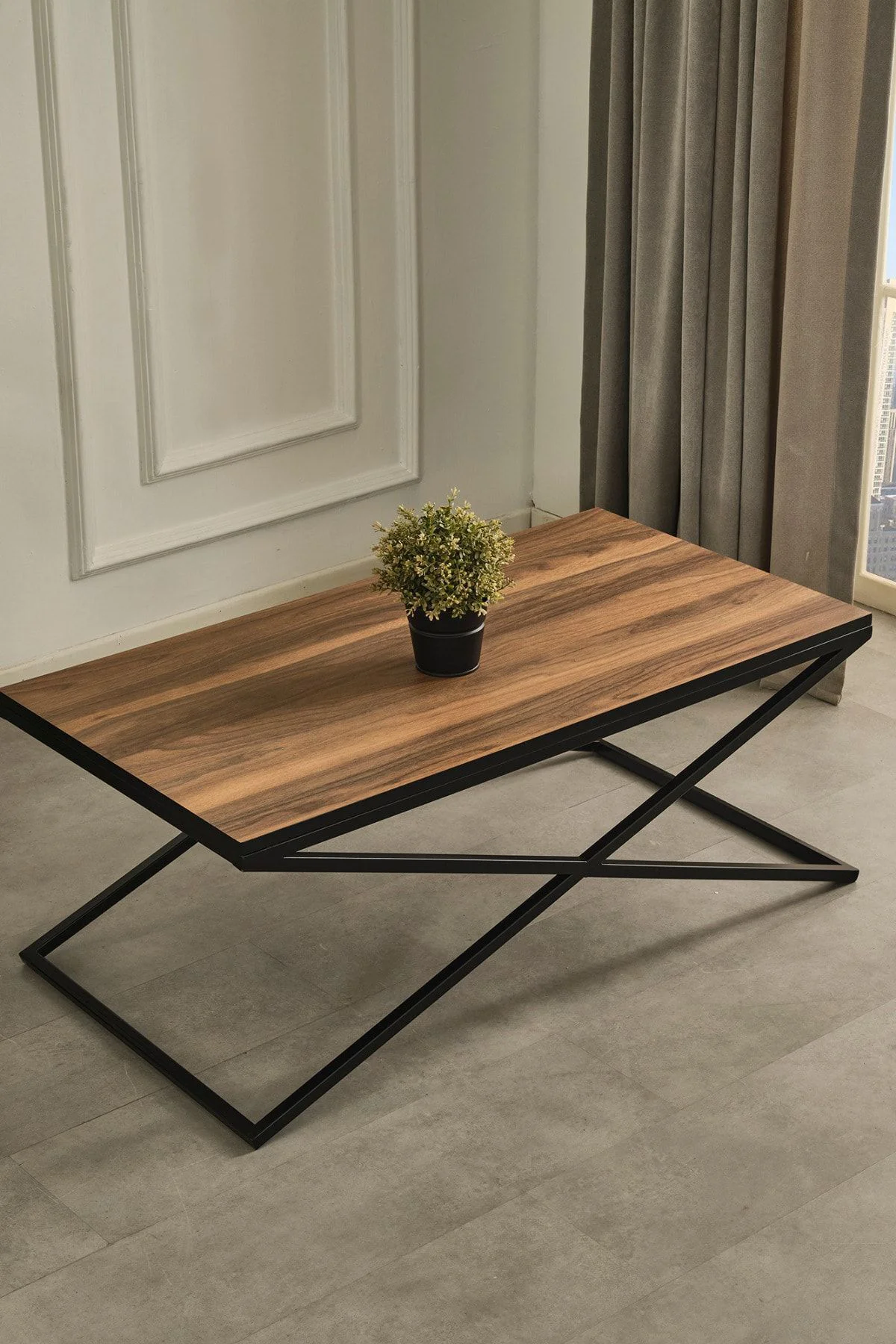 Venedik Gold Metal Ayaklı Mermer Desenli Orta Sehpa