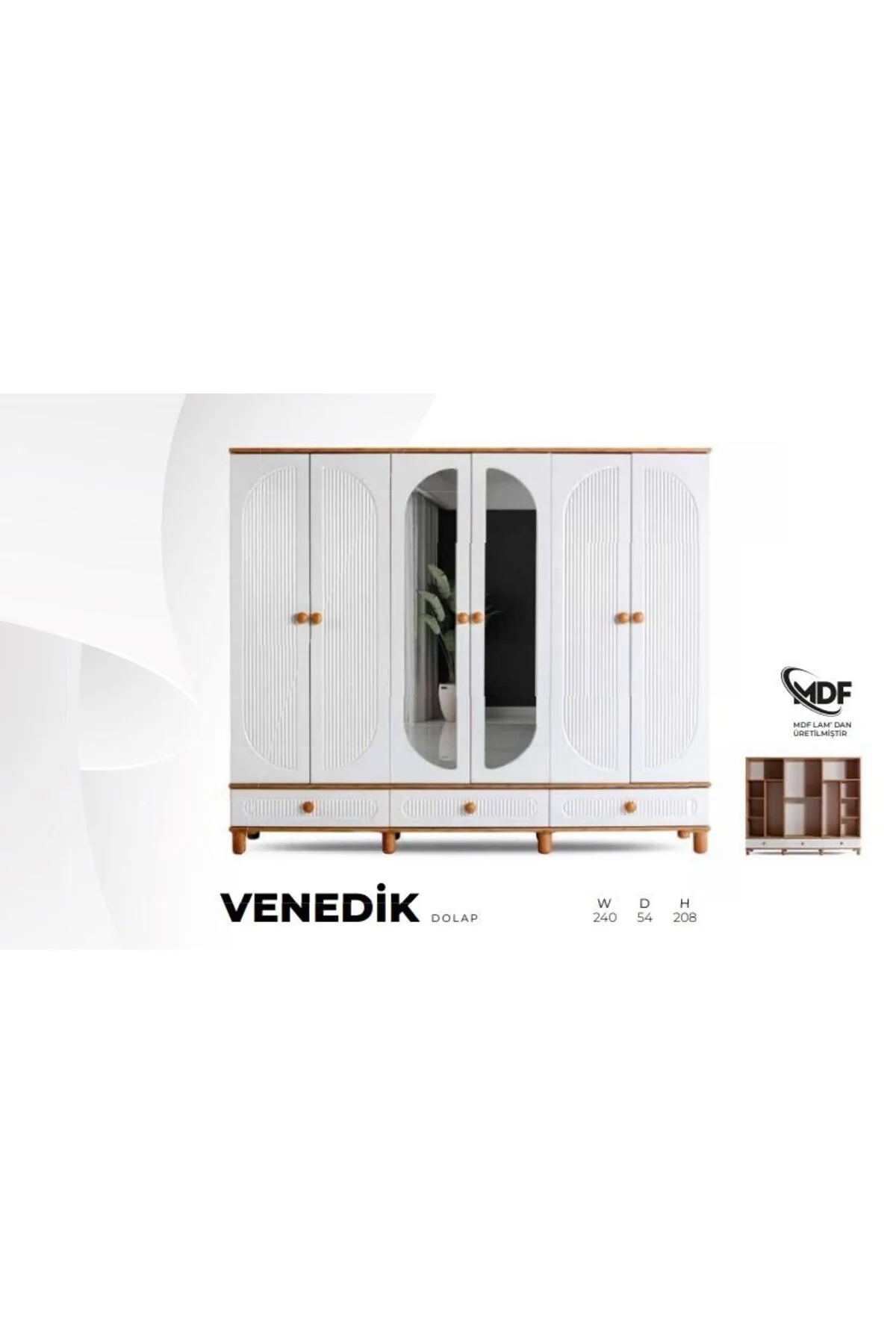 VENEDİK MDF 6 KAPILI DOLAP Fiyatı, Yorumları ve Özellikleri