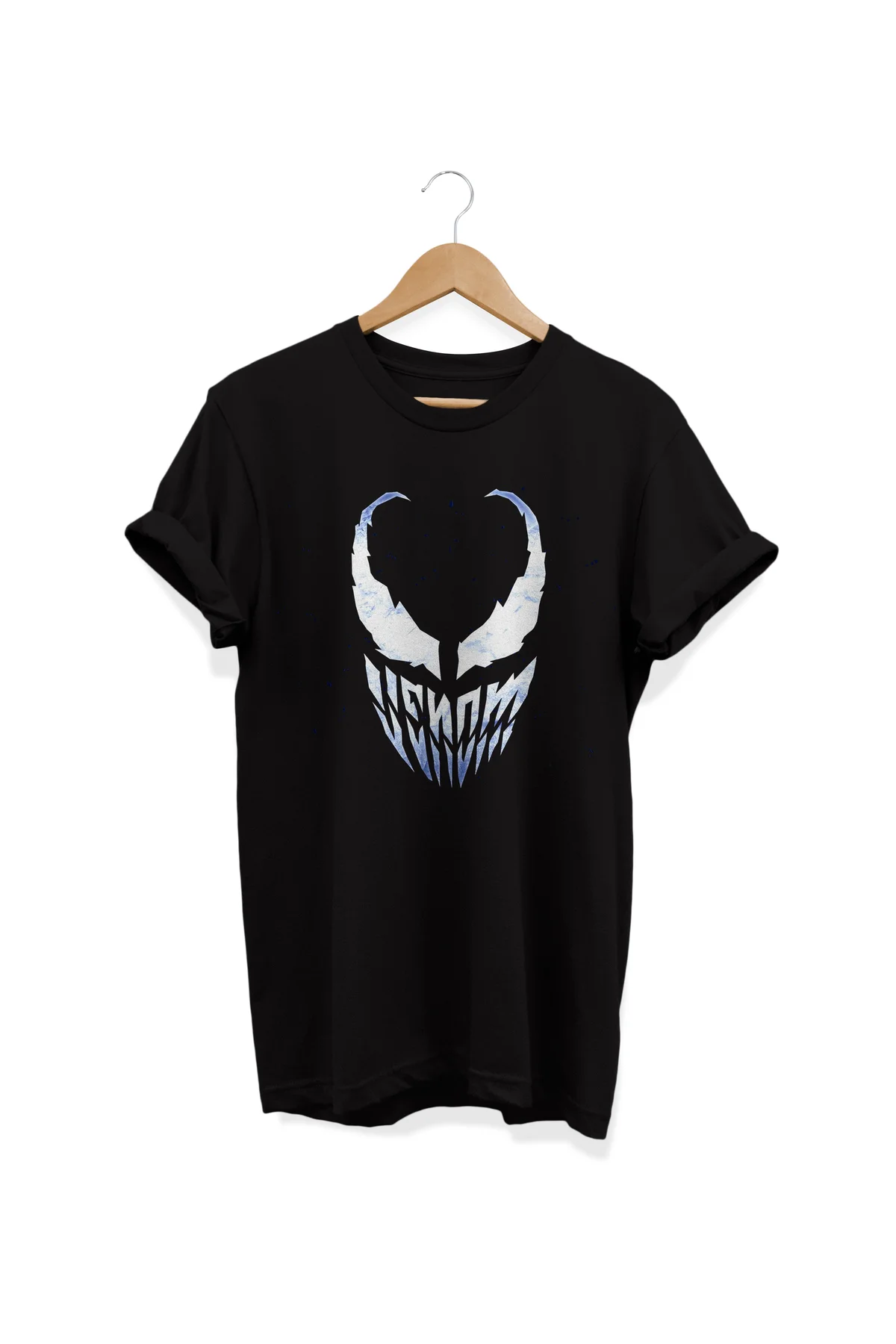 , Venom Baskılı, %100 Pamuk, Bisiklet Yaka, Oversize T-shirt, Büy