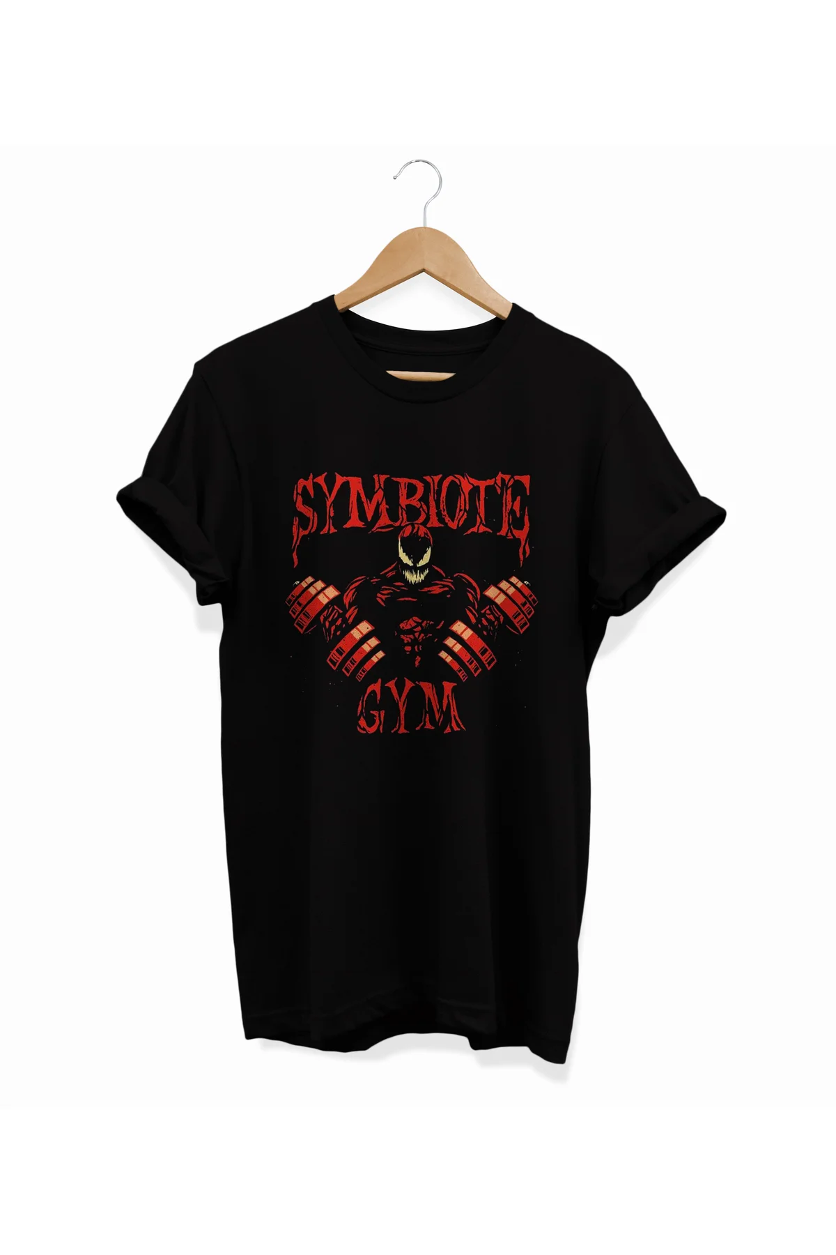 , Venom Symbıote Baskılı, %100 Pamuk, Bisiklet Yaka, Oversize T-s