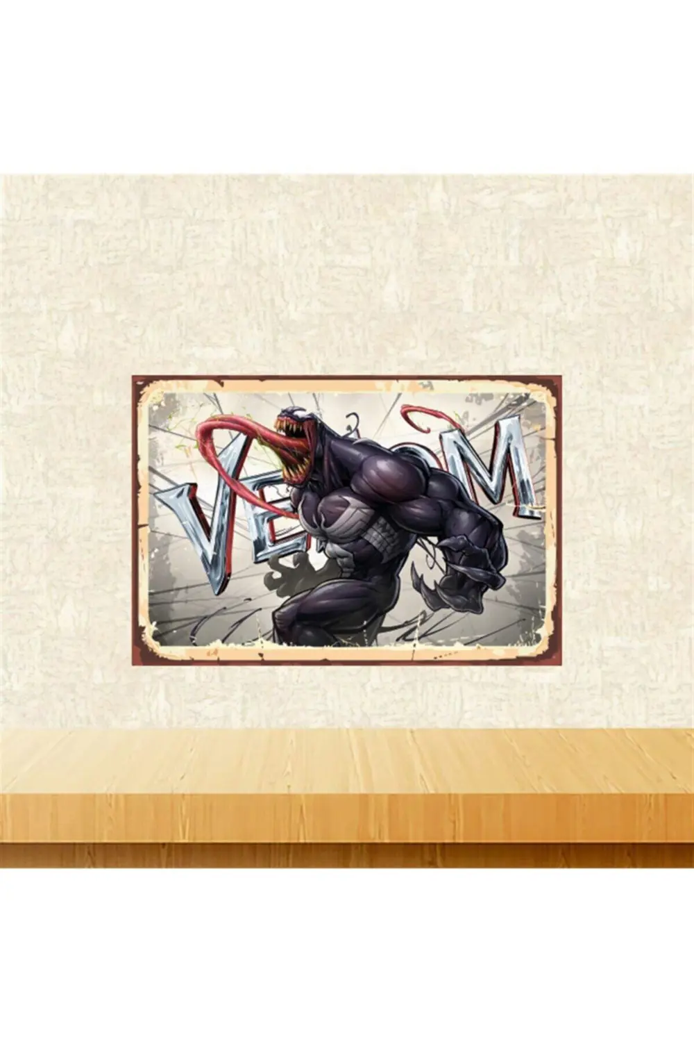 Venom Tasarımlı Retro Ahşap Tablo Tkfx5648