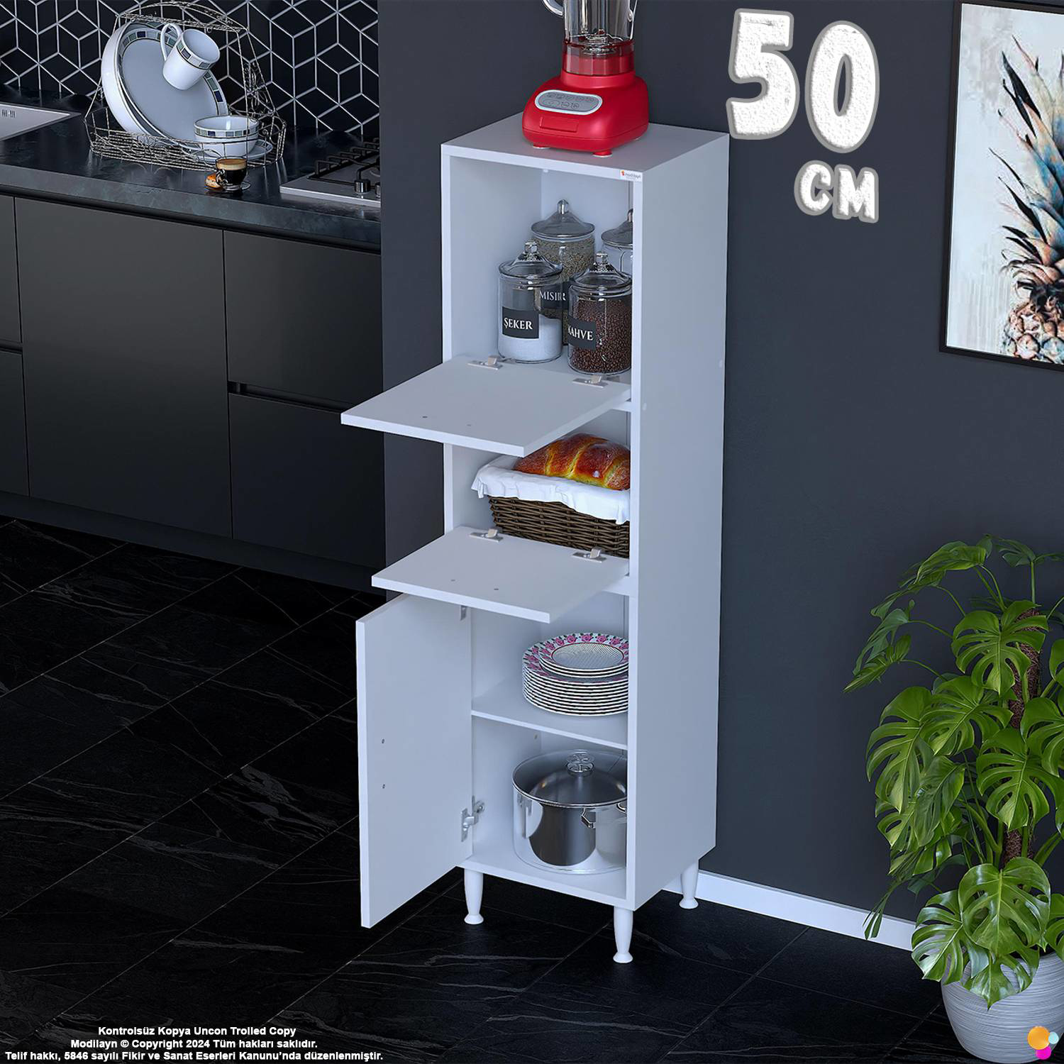 Vento 50 cm Çok Amaçlı Mutfak Kiler Dolabı Üst Kapaklı Banyo Ayak Vento 50 cm Çok Amaçlı Mutfak Kiler Dolabı Üst Kapaklı Banyo Ayak