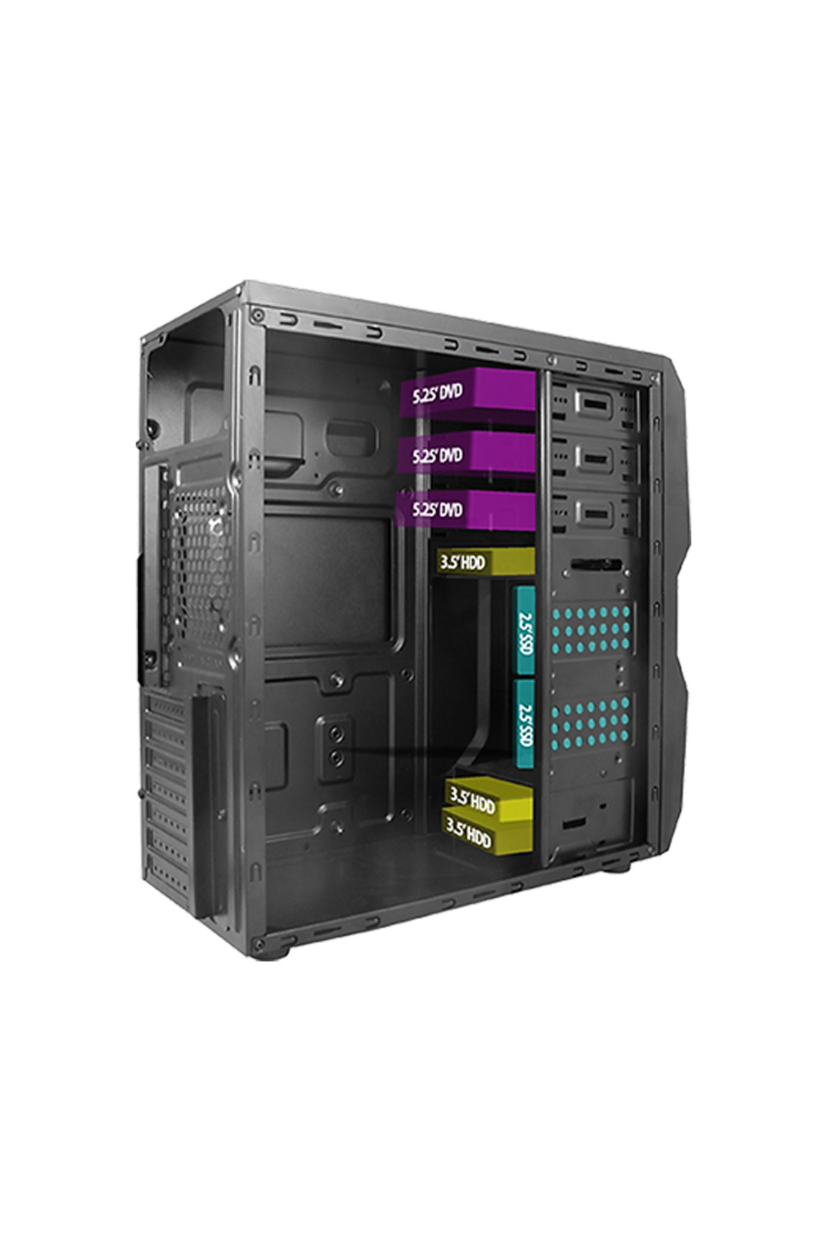 VENTO TA-K61 Mid Tower, 650W 80+ Siyah, ATX Kurumsal KASA