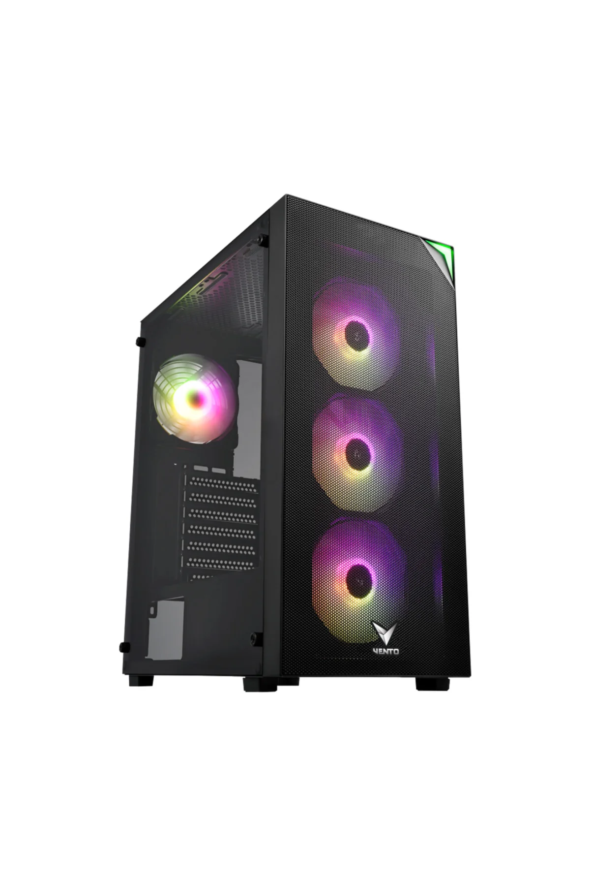 VENTO VG3400S Mid Tower, 650W 80+ Siyah, Temperli Cam, RGB, ATX GAMING KASA