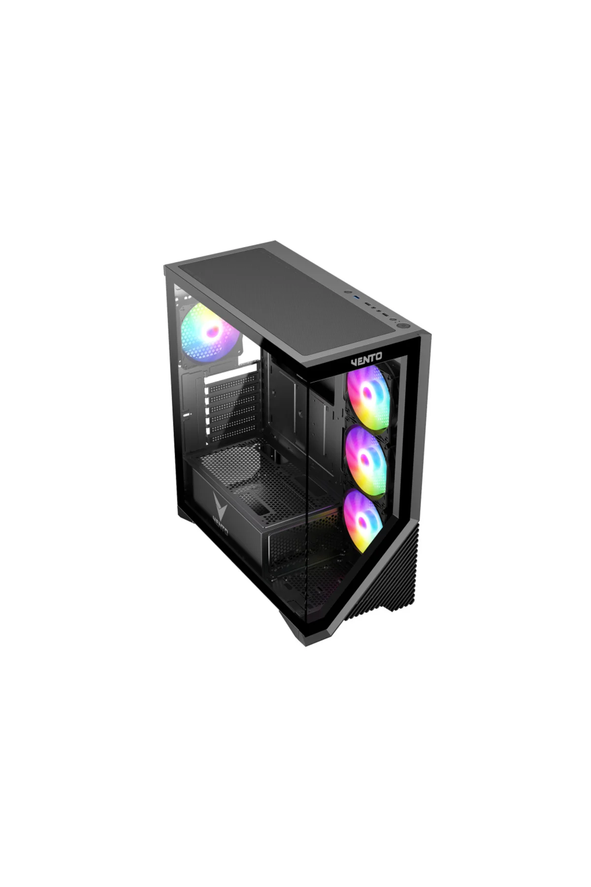 VENTO VG4202FL Mid Tower, 850W 80+ Siyah, Temperli Cam, RGB, ATX GAMING KASA