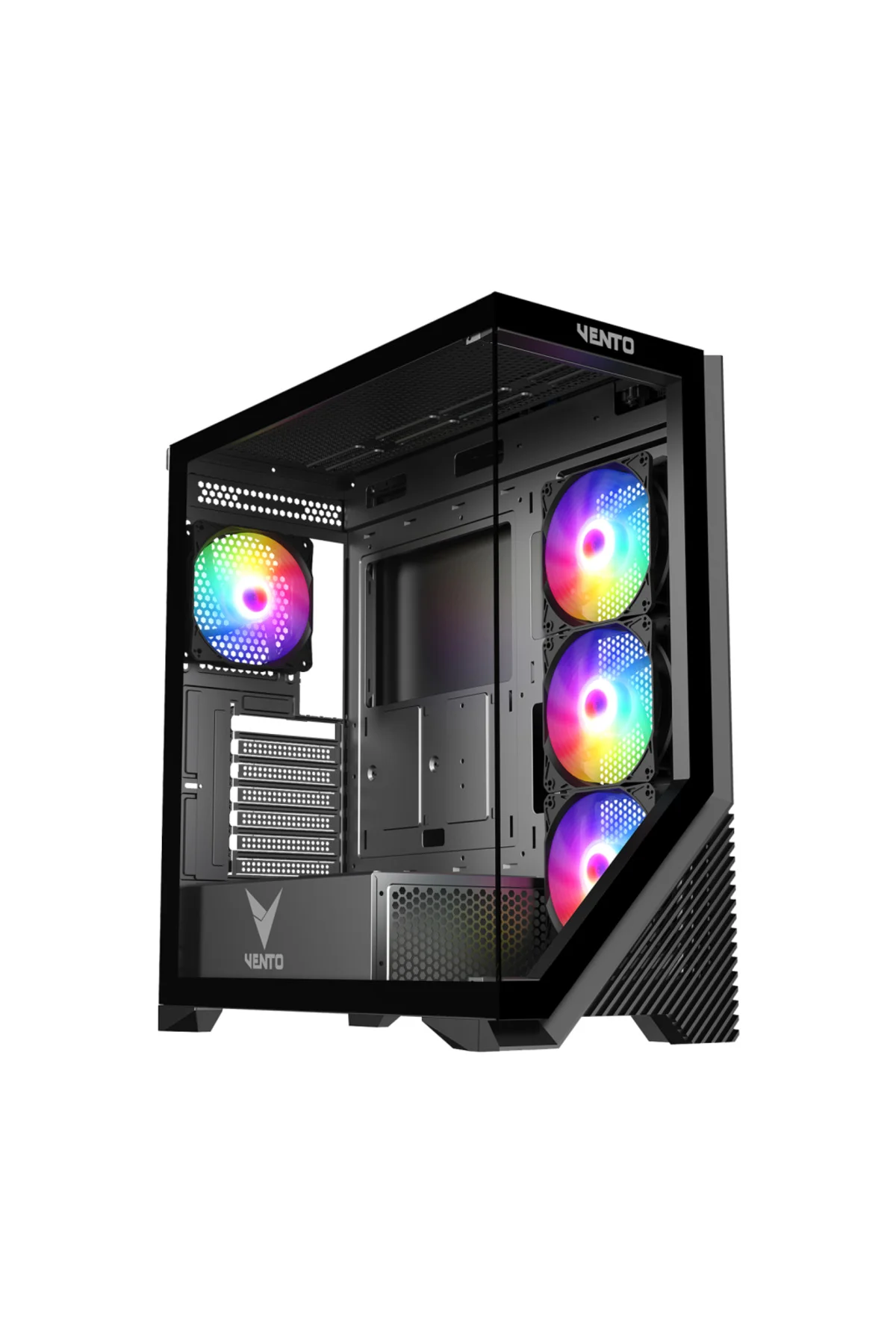 VENTO VG4202FL Mid Tower, 850W 80+ Siyah, Temperli Cam, RGB, ATX GAMING KASA