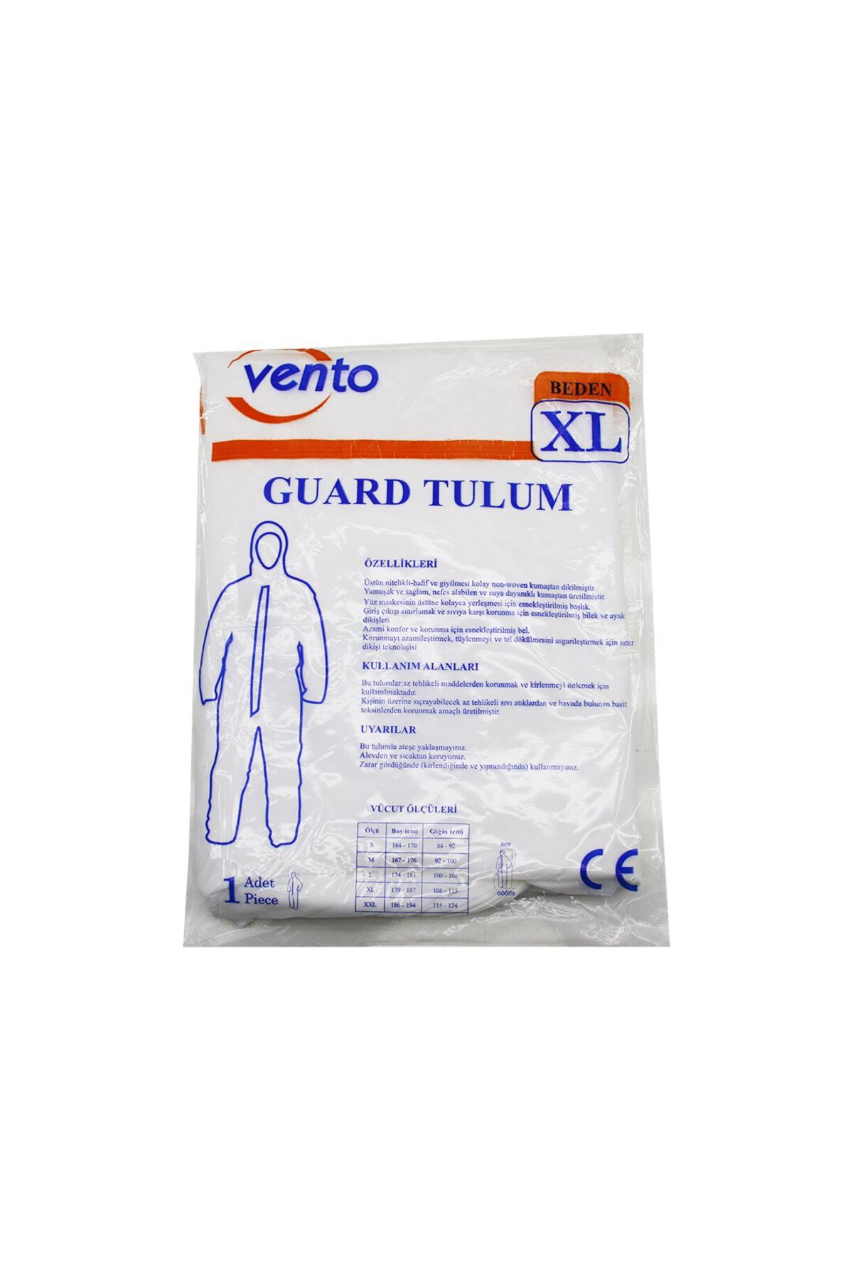 Mu Art Vento Xl Guard Koruyucu Tulum Beyaz - Hafif - Non-Woven Kumaş Boy