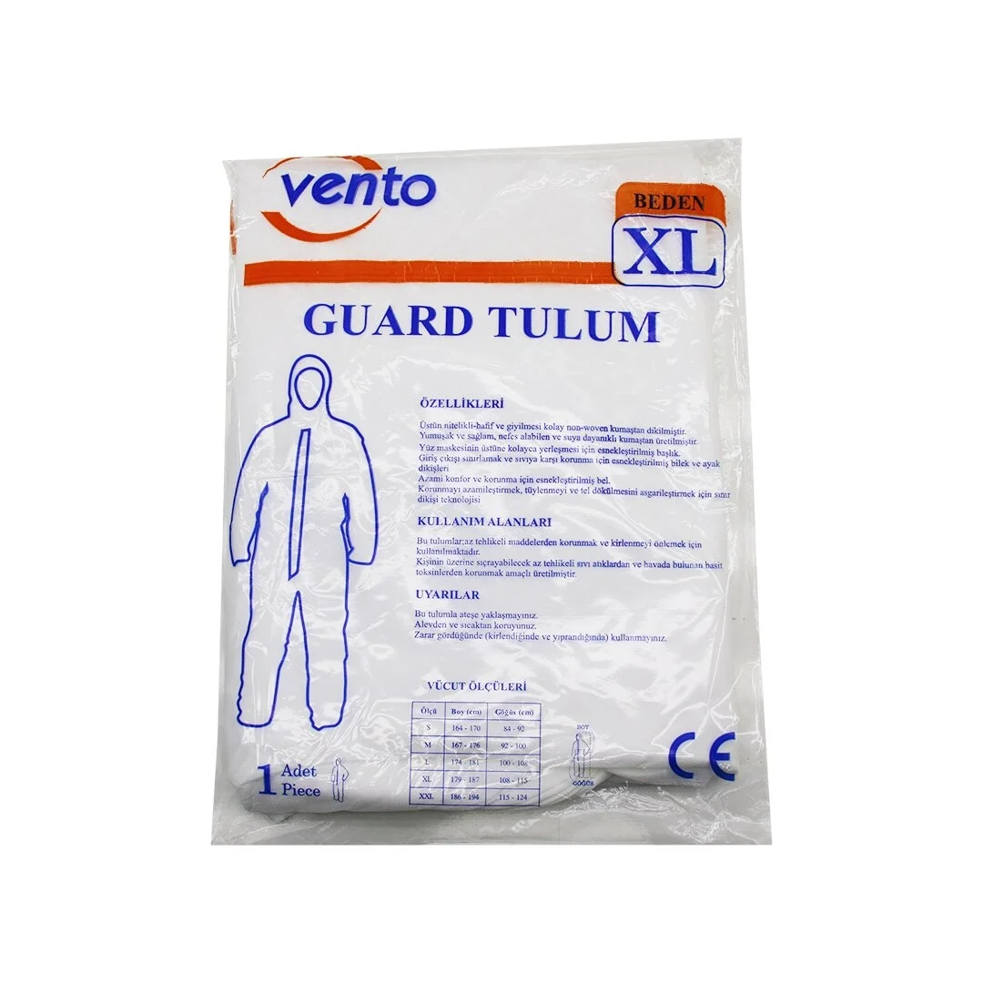 Vento Xl Guard Koruyucu Tulum Beyaz - Hafif - Non-woven Kumaş Boy: 179-187cm - Göğüs: 108-115cm Bx40 Fiyatı, Yorumları ve Özellikleri