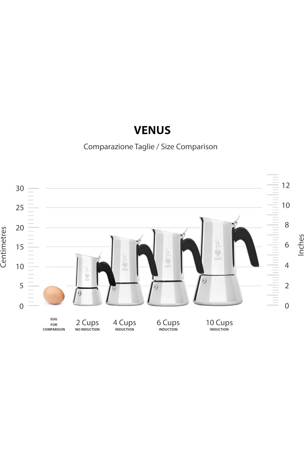 - Venus: 6 Cups Ocak Üstü Espresso Pişirici - 235ml - Gümüş Renk 