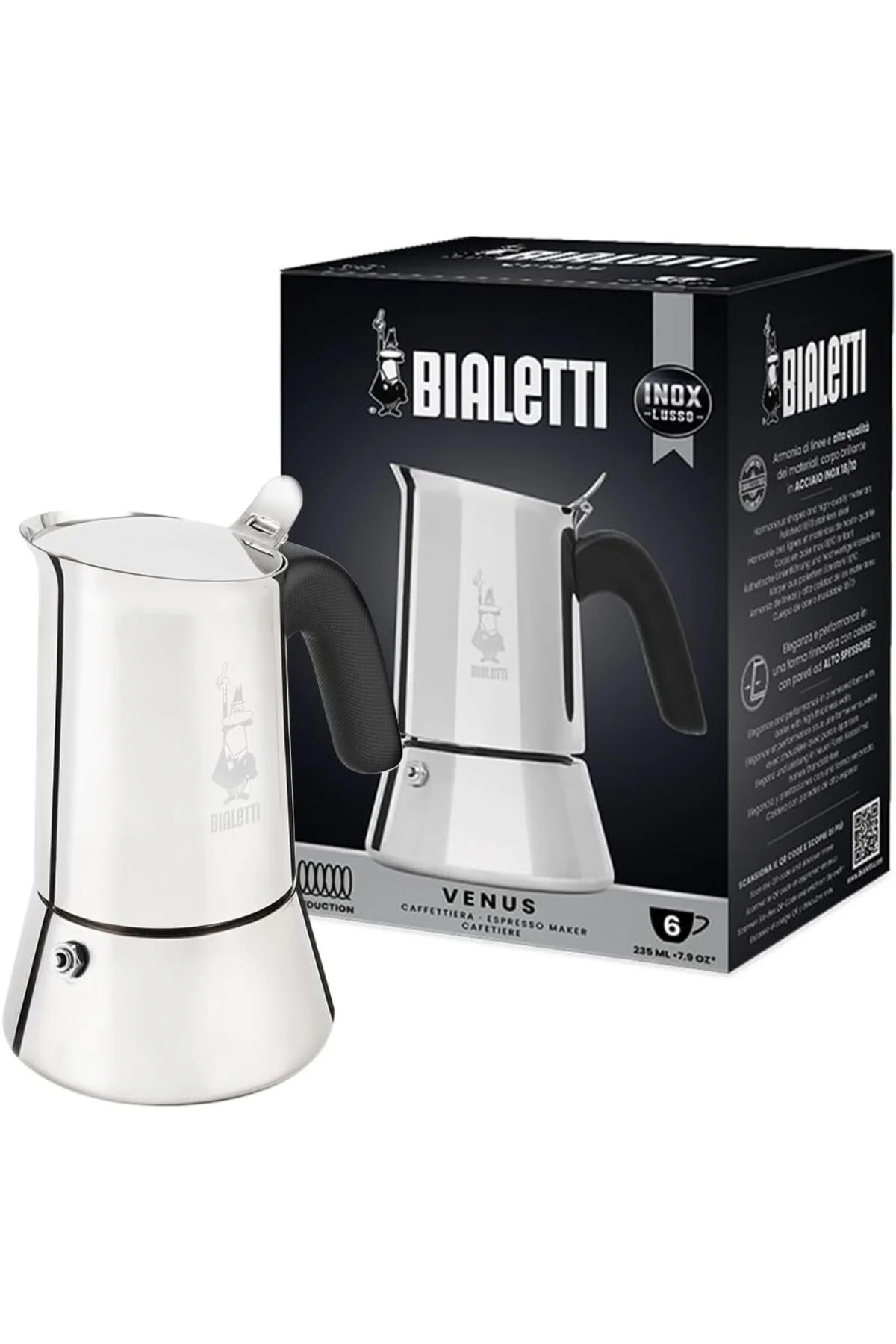 - Venus: 6 Cups Ocak Üstü Espresso Pişirici - 235ml - Gümüş Renk 
