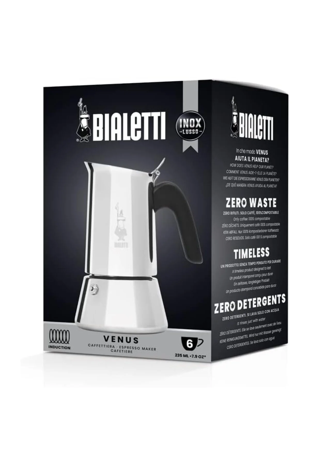 - Venus: 6 Cups Ocak Üstü Espresso Pişirici - 235ml - Gümüş Renk 