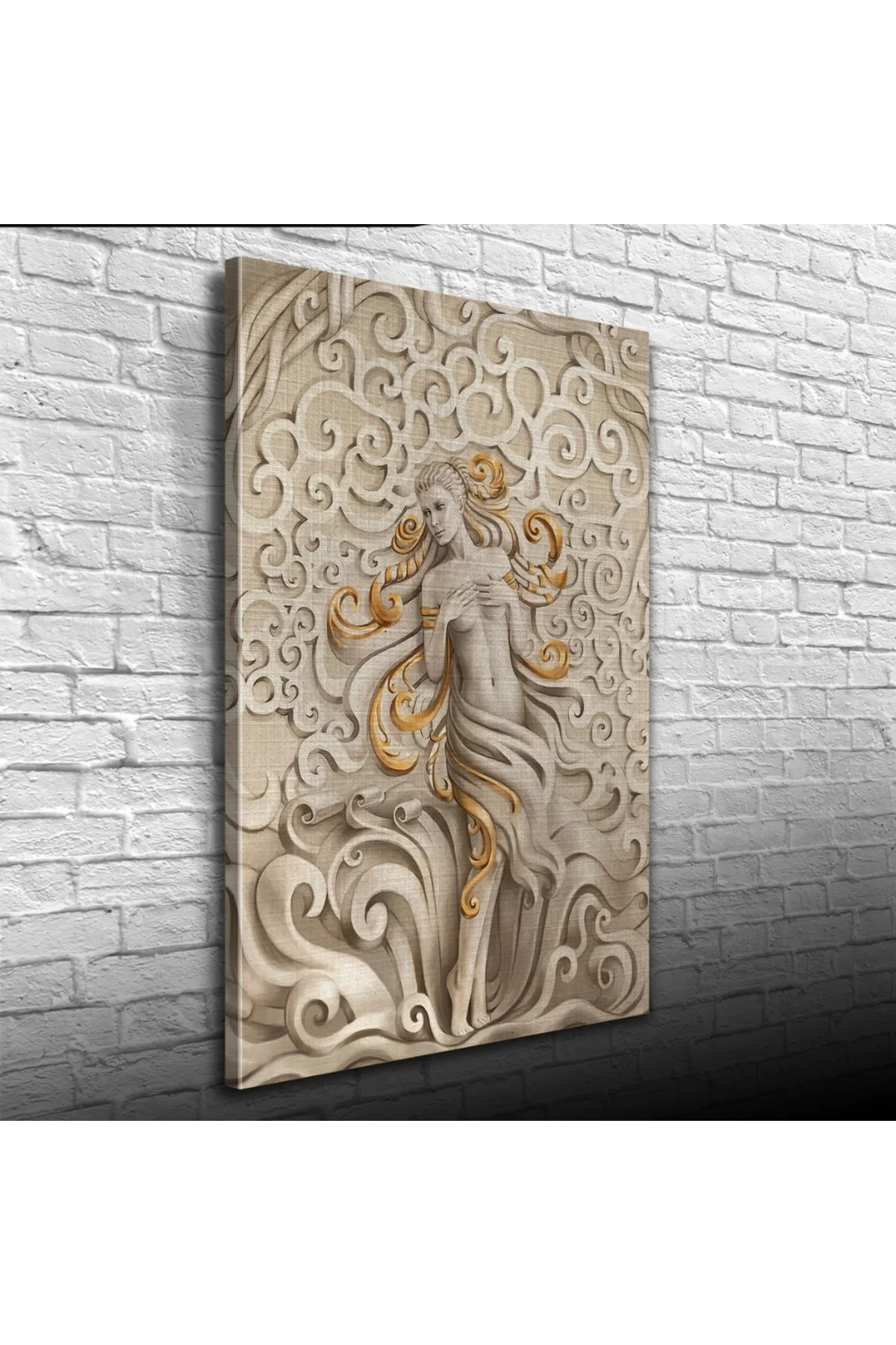 Venüs , Gri ve Altın Rengi Dekoratif Kanvas Tablo 50 x 70